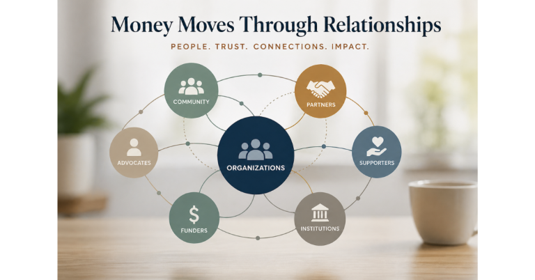 Visual representation of how relationships and networks influence the flow of funding and opportunities
